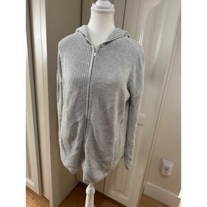 Max Studio Women's Gray Chunky‎ Knit Full Zip Hoodie Cardigan Size Small Sweater